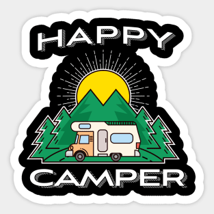 'Happy Camper Caravan' Cool Camping Caravan Sticker